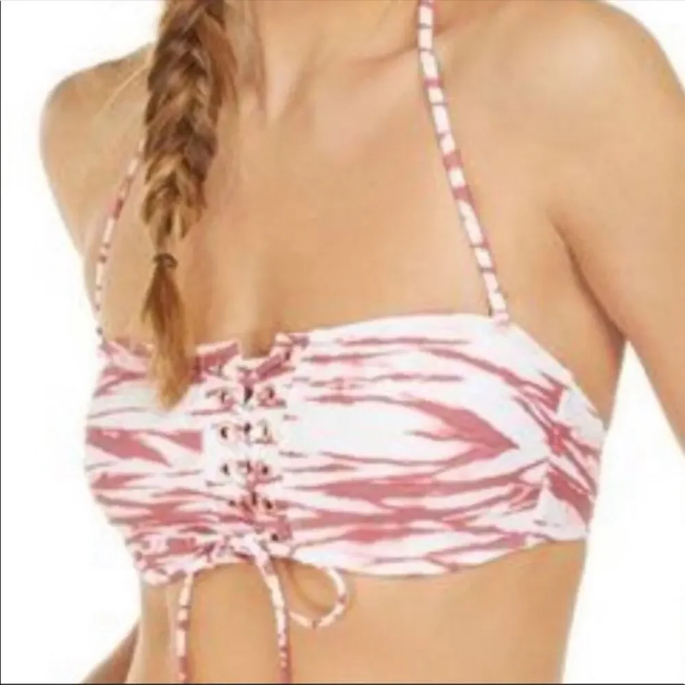 Hula Honey lace front bandeau swim top bra Small